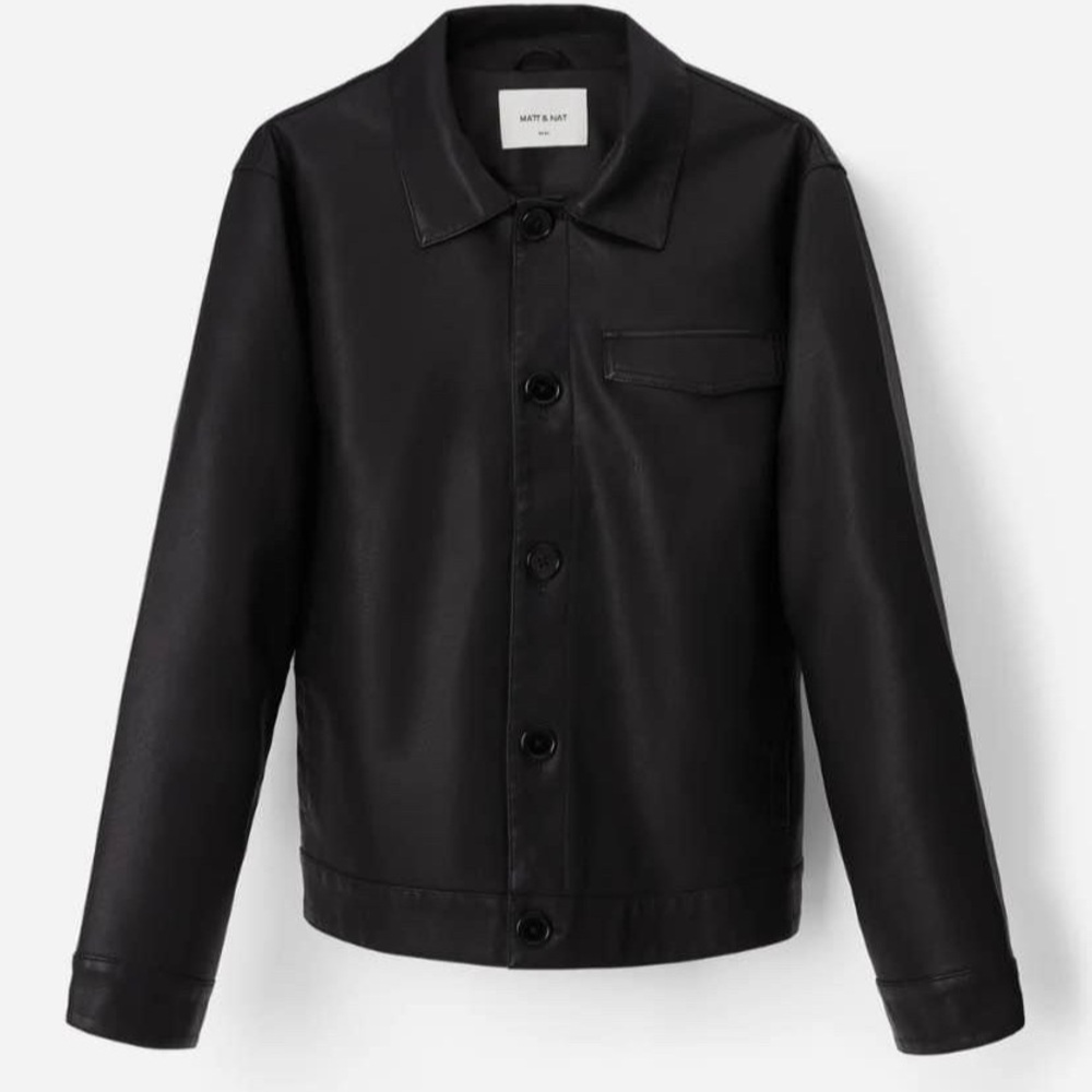 Matt & Nat Black Lightweight vegan leather Shirt Jacket